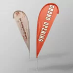 Teardrop flags designed with Free & Printable Templates and colorful graphic design elements from BillyPrint.