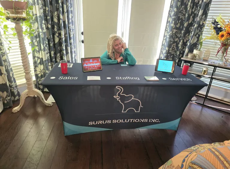 Custom Table Cloth With Logo That Gets Your Booth 10X More Attention 5 Custom table cloth with logo – customer photo review showing branded stretch table cover